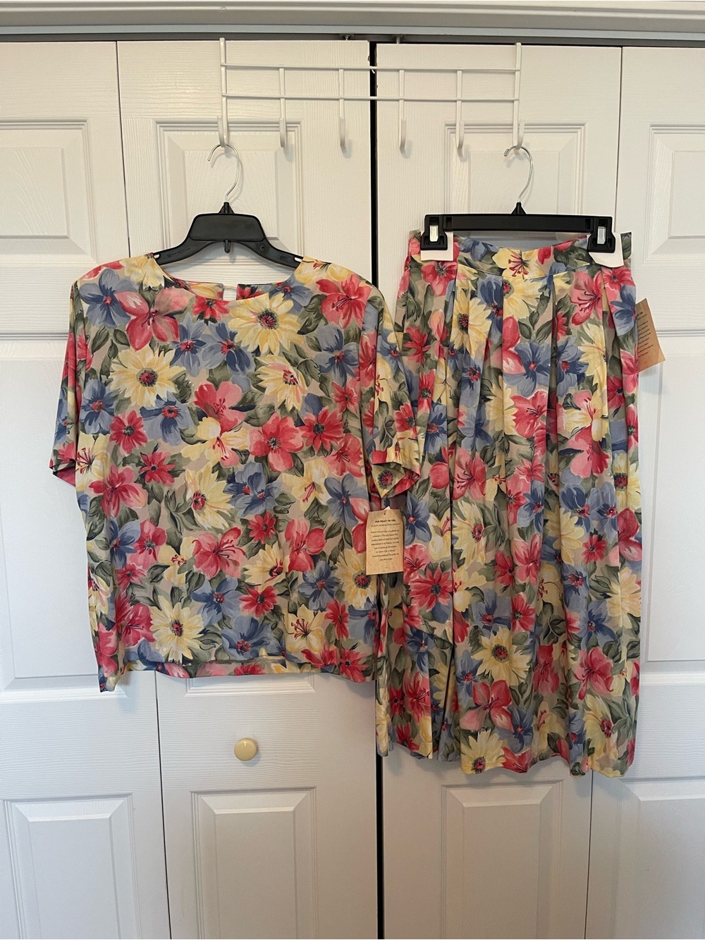 Vintage Cristin Stevens Floral 2-Piece Skirt Set - L Top / M Skirt